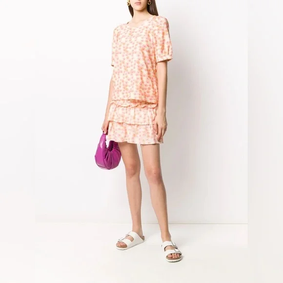 cecilie copenhagen short sleeve dress Floral Print Mini Dress